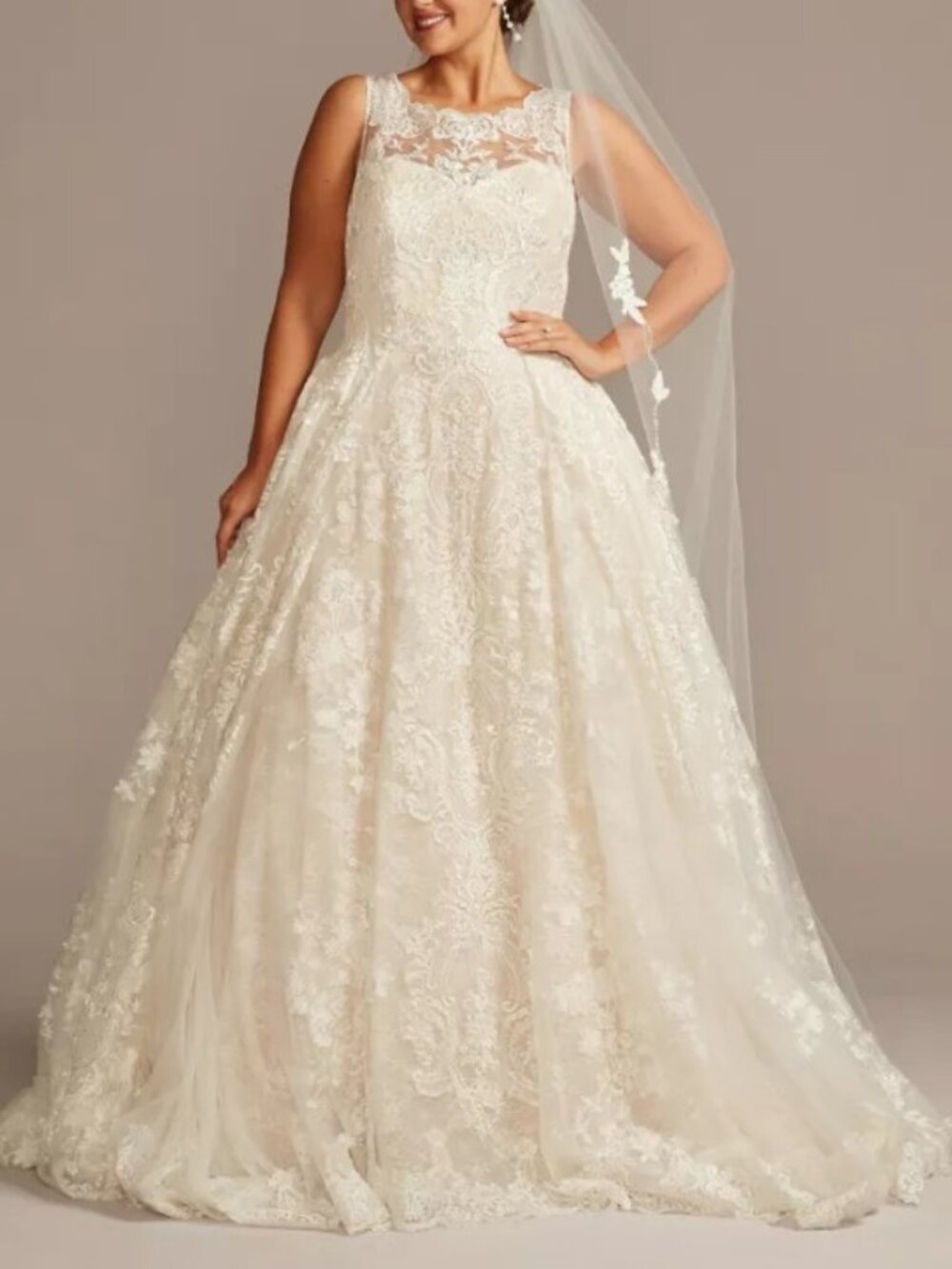 Size 16W, Oleg Cassini Ivory/Champagne Ball Gown Wedding Dress, New With Tags